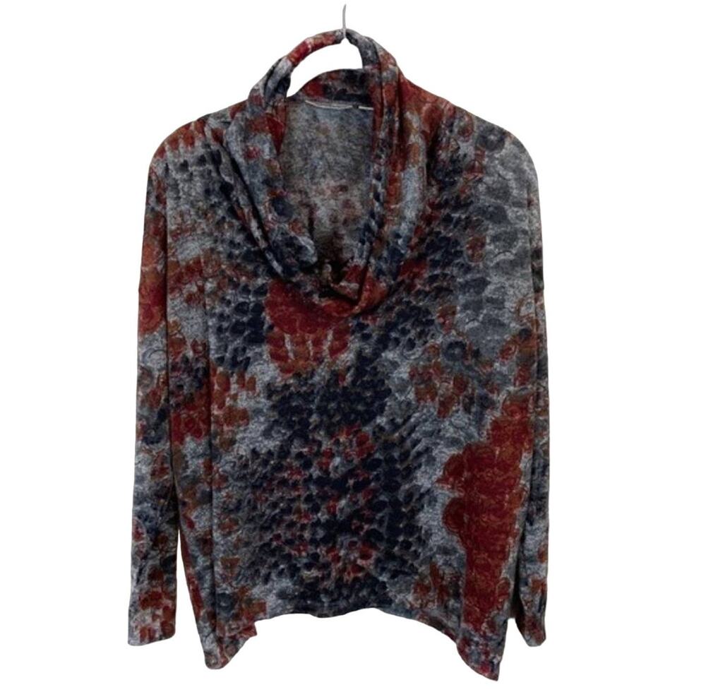 John Paul Richard Shirt Slouchy Top Womens Multicolor Cowl Neck Oversized Size M